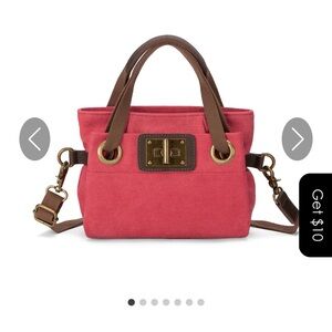 Elegant Red Mini Bag with Brown Accents